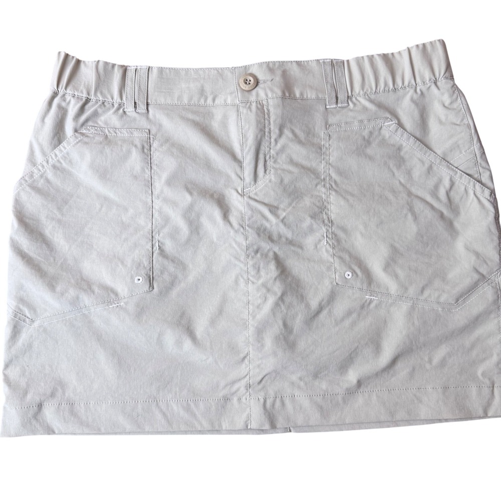 Eddie Bauer Sport Active Fit Skort Womens Petite L Khaki Tan Hiking Golf Utility